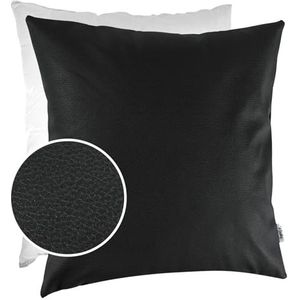 Kussensloop Kunstleer Sierkussen Sofakussen Lederen Kussenslopen Kussen KUMO Zwart 40x40cm met vulling