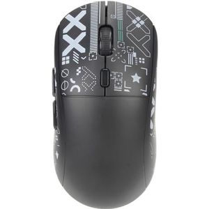 Oplaadbare computermuis, 12 verlichtingsmodi, draadloze muis 2,4 G, stabiele verbinding met weinig ruis voor laptop (zwart)