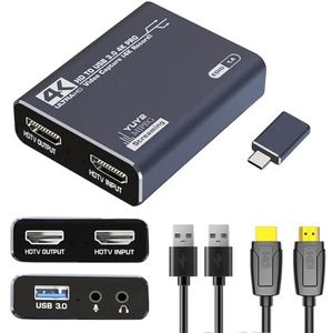 4K-audio-video-opnamekaart met HDMI-kabel, USB 3.0, Full HD 1080P voor game-opname, livestreaming..