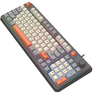 Tityvirnix RGB Gaming Toetsenbord 94 Toetsen Compact USB Bedraad Toetsenbord voor Windows PC Gamers Grijs Wit Grijs Wit 395x153x33mm