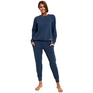 Italian Fashion | Panama | dames set | lange mouwen | katoenen trainingspak voor vrouwen | huispak | winter pyjama | marineblauw - jeans kleur