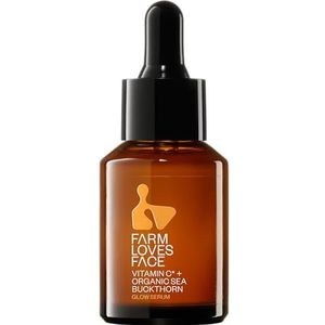 Farm Loves Face Vitamine C + Organic Sea Buckthorn Glow Serum, gezichtsserum, transparant, gladmakend, lichtgevend, kleurcorrigerend, doorschijnend, veganistisch, olievrij, zonder parfum, zonder