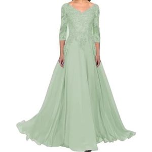 BRIGOW Kant Applique Moeder van de Bruid Jurk voor Bruiloft Prom Jurken Chiffon Cocktail Jurken Plus Size, Salie, 32