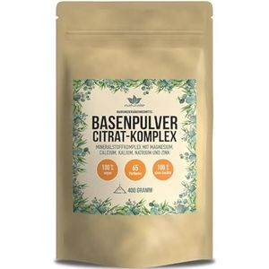 naturalie® Basenpoeder met basiscitraten in complex, rijk aan calcium, magnesium, kalium en zink, in het laboratorium geteste kwaliteit, 400 gram