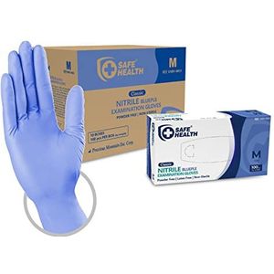 Safe Health Nitril wegwerphandschoenen onderzoekshandschoenen, maat M, Blauw Paars, 1000 stuks/doos, poedervrije latexvrij, vingertextuur, levensmiddelen, tattoo, medicijnreiniging, 3,5 Mil