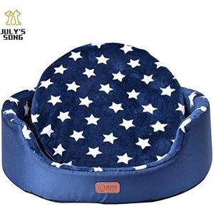 Zhexundian All Season Pet Dog Bed Afneembare Puppy Cat House Mat Coral Fleece Bed Star Paw Comfortabele Pad Bank for Small Medium grote honden (Color : Blue Star, Size : XL)