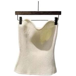 Edgy Kleding Gebreid Vest for Vrouwen Sexy Crop Tops Koreaanse Tuniek Mouwloos Backless Tube Top 2023 (Kleur : WHITE, Size : S)