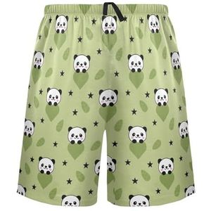LI ZHI XIN Herenpyjamabroek, korte pyjamabroek, zomer casual shorts, elastische tailleband met trekkoord, rechte losse pasvorm met 2 zakken, S-XXL pandapatroon, Meerkleurig, S