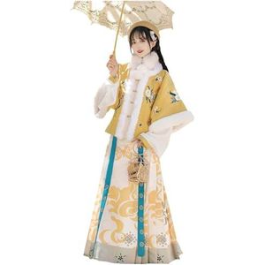 Chinese Hanfu paardengezicht rok, Hanfu Hanfu-jurk for dames, herfst en winter, paardengezicht, rokpak, Halloween-kerstkostuum (Color : Giallo, Size : Small)