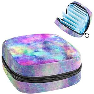 Rosy Blue Galaxy Starry Sky,Periode Pouch Draagbaar,Tampon Opbergtas,Tampon Houder voor Portemonnee Vrouwelijke Product Organizer, Meerkleurig, 4.7x6.6x6.6 in/12x17x17 cm