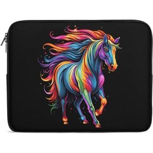 Leuke Regenboog Paard Laptop Sleeve Bag Shockproof Notebook Computer Pocket Tablet Draaghoes