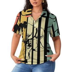 Retro stijl Jiu Jitsu dames poloshirts met korte mouwen casual kraag T-shirts golfshirts sport blouses tops 2XL