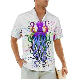 Elegante gekleurde elegante octopus herenoverhemden korte mouwen strandshirt Hawaiiaans shirt casual zomer T-shirt 2XL
