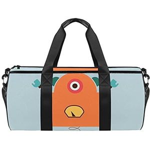 Reizen strandtassen, grote sport gym overnachting duffle vintage grappig cartoon robot print schoudertas met droge natte zak