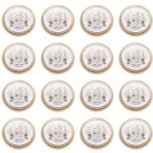 ZoTuoART Koninklijk wapen Metalen Knop - Kroon Oor van tarwe Badge Shield Ronde Knoppen voor JK Britse College Stijl Pak Jas Kleding Naaien Knopen Wit 23mm 16Pcs