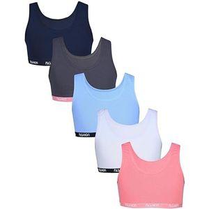 TupTam Meisjes Bustier met Brede Banden 5-Pack, Mode Donkerblauw Donkergrijs Blauw Abrikoos Paars, 134-140
