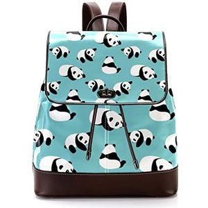 Panda schattige blauwe gepersonaliseerde schooltassen boekentassen voor tiener, Meerkleurig, 27x12.3x32cm, Rugzak Rugzakken