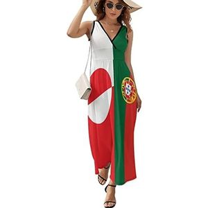 Groenland Portugal vlag dames lange jurk mouwloze maxi-jurk zonnejurk strand feestjurken avondjurken 2XL