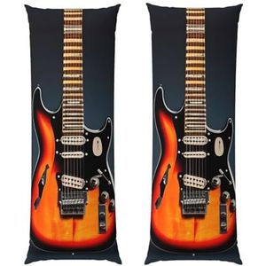 ERSDWRE Oranje Elektrische Gitaren Decoratieve Kussensloop Lange Kussensloop Gebruikt Voor Bedden Banken Binnenplaatsen Body Kussensloop