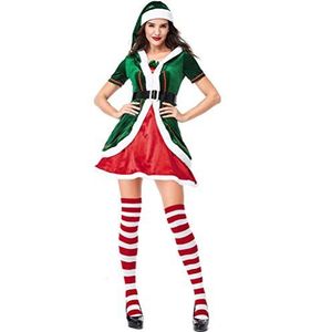 JOMA E-Shop Kerst Vrouwen Elf Kostuum Fancy Jurk met Hoed & Taille Riem, XL