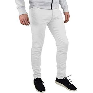 BlauerHafen Designer chinobroek voor heren, stretchstof, chinobroek, slim fit, casual broek, wit, 40W x 32L
