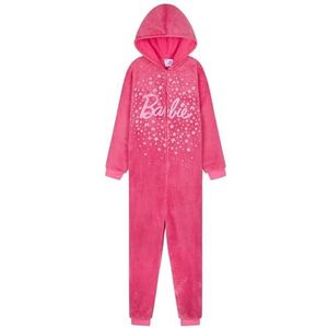 Barbie Onesie jumpsuit, voor kinderen, met capuchon, warme slaapoverall, cadeau voor meisjes en tieners, roze, 4-5 Jaar