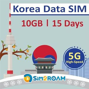 Korea Data ALLEEN SIM-kaart 15 dagen | 10 GB 5G/4G LTE-internetgegevens | GRATIS testgegevens 100 MB/1 dag in EUROPA| Reissimkaart | Prepaid-simkaart | GEEN telefoonnummer