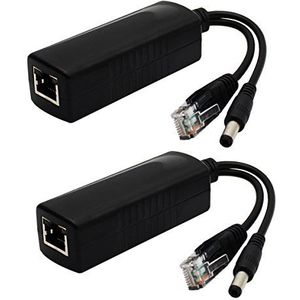 ANVISION 2-pack PoE splitter, DC 12V uitgang, 10/100Mbps, IEEE 802.3af conform, voor niet-PoE IP-camera, AP, router Voip telefoon
