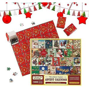 Christmas Advent Calendar Puzzle 1000Pcs - 1/2 set Advent Calendar 2023 - Santa Claus Prepares Gifts,Welcoming the Nativity,Advent Calendar 2023 Puzzle Christmas Calendars for Kids