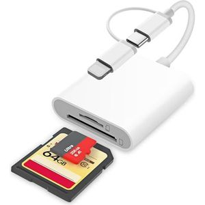 Apple - MFi Gecertificeerd - 2-in-1 iPhone Lightning SD-Kaartlezer Adapter