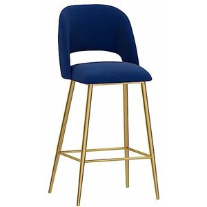 Barkruk 2 Stuks Metalen Barkrukken, Gebogen Rug Fluwelen Gestoffeerde Hoge Krukken Thuis Keuken Eetkamerstoelen Met Gouden Voetsteun Pub Stoel Thuis Keuken (Color : Blue)