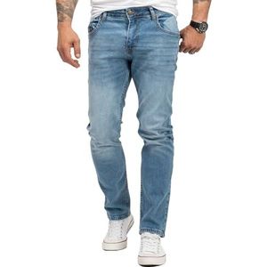 Lorenzo Loren Heren Jeans Broek Denim Jeans Used-Look Regular Fit W29-W44 L30-L38, Ll-4001 Blauw, 31W / 32L