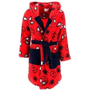 Spiderman Badjas voor kinderen, jongens, fleece, Spiderman-ochtendjas voor kinderen, met capuchon, rood-zwart, 128