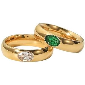 Titanium Staal Damesring 18K PVD Plated Mode Metalen Ring Zomer Sieraden Bruiloft Accessoires Geschenken (Color : GN_6)