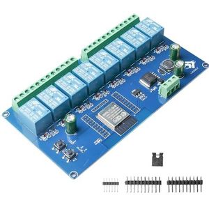 GBKDQQ ESP 8-kanaals relaismodule, Bluetooth BLE ESP-32 wifi-module, DC 5-30 V ontwikkelingskaart, stroomrelais voor ESP secundaire ontwikkelingskaart (LC-relay ESP-8R-D5)