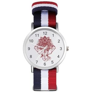 Boho Olifant met Lotus Automatisch Horloge voor Mannen Vrouwen Mode Quartz Horloge Armband Polshorloge voor Thuiskantoor