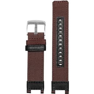 Geschikt for Casio G-SHOCK horlogeband GST-B100 S130 W300G 400g W330 W120 W410 Canvas horlogeband Nylon Armband (Color : Brown Silver, Size : 0mm)