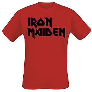 Iron Maiden Classic Logo T-shirt rood L 100% katoen Band merch, Bands