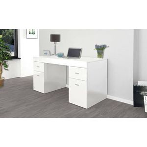 Dmora Cristiano Lineair bureau voor pc, multifunctionele tafel voor kantoor, ruimtebesparend bureau, 100% Made in Italy, 130 x 60 x hoogte 75 cm, wit glanzend, wit glanzend