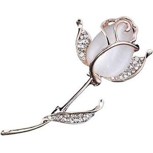 Strass bloem broche grote dames broche strik broche pin eenvoudige sieraden bruiloft pinnen corsage accessoires (Color : White Rose)