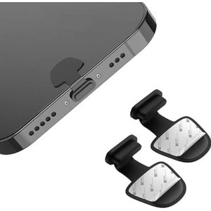 Apple Lightning Poort Stofdichte Plug met Plakstrip voor iPhone/iPad | Kapje voor Lightning Connector | Bescherming tegen o.a. pluisjes, stof, zand, vuil en water | Zwart (2-Pack)
