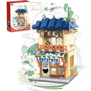 Mini-bouwstenen Set Japanse Street View Noodle Shop Model Bricks Toy Set 300+ STUKS Mini Bricks Construction Building Toy Sets voor volwassen tieners Compatibel met le/go(Tea Shop)