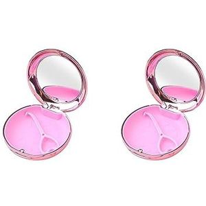 Travel Retainer Case met Spiegel Mondbescherming Case Bescherming met Ventilatiegaten Zwart, 2 Set van (Rose Gold), 8.7x2.7x8.7cm