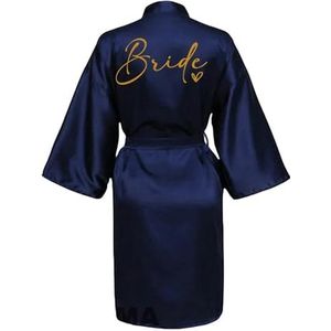 MdybF Badjas Bruid Bruidsmeisje Bruiloft Robe Kimono Badjas Jurk Nachtjapon Casual Satijn Korte Vrouwen Nachtkleding Nachtkleding Nachtkleding, Donker blauw1, S