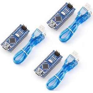 ELEGOO Voorgesoldeerd Nano Board CH 340 met USB-kabel Compatibel met Arduino (Nano x 3 met USB-kabel)
