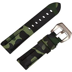 Horlogeband Camouflage rubberen band 20-26 mm waterdichte polsband horlogeband armband, 24 mm, Rubber