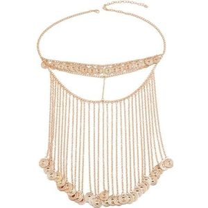 Masker voor buikdansmaskerade gezichtsketting: ketting kwastje boho sluier gezichtsketting, Medium, Metaal