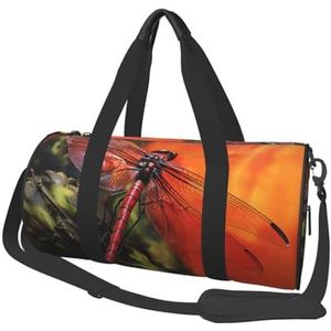 Reizen Duffle Bag Weekender Tassen Voor Mannen Vrouwen Met Schoenenvak Grote Capaciteit Weekender Overnachting Tas Rode Kroon Carry On Tote Tassen Sport Gym Tas Voor Reizen Yoga, Rode libel, Eén maat