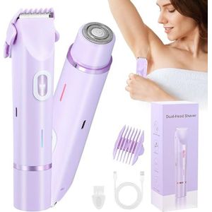 Mapille Elektrisch scheerapparaat voor dames, 2-in-1, oplaadbaar, IPX7 waterdicht, pijnloze ontharing, scheerapparaat voor oksels, benen, bikini, nat en droog