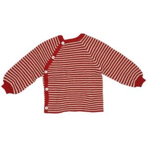 Reiff Relax 20170 - Kinitted Sweater Gestreept (Schluttli) Merino Wol (Organisch) Bourgondië/Natuurlijk, Grootte: 86/92 (1-2 jaar)